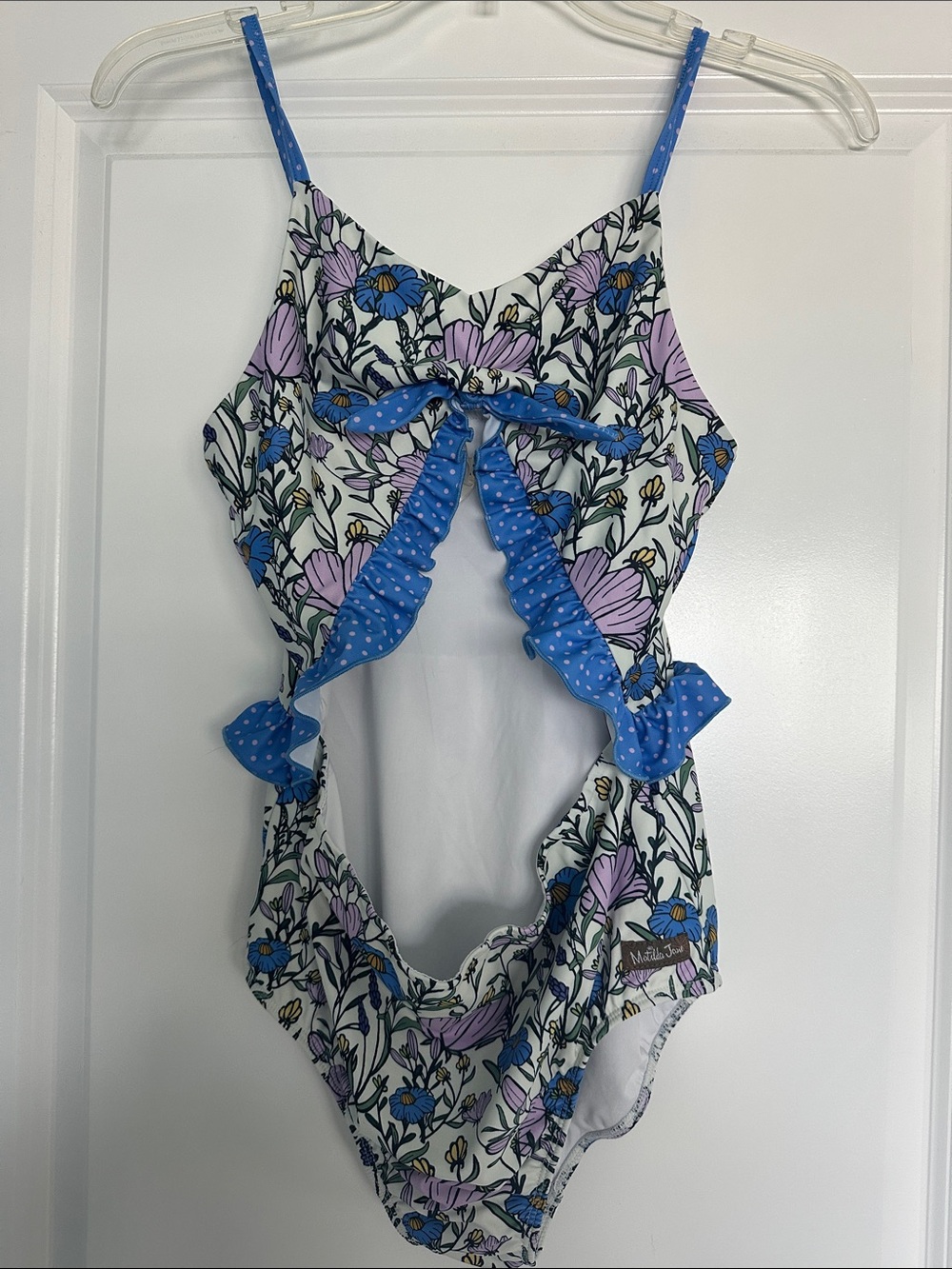 Matilda Jane Floral Cutout One-Piece Swimsuit in Blue and Lavender